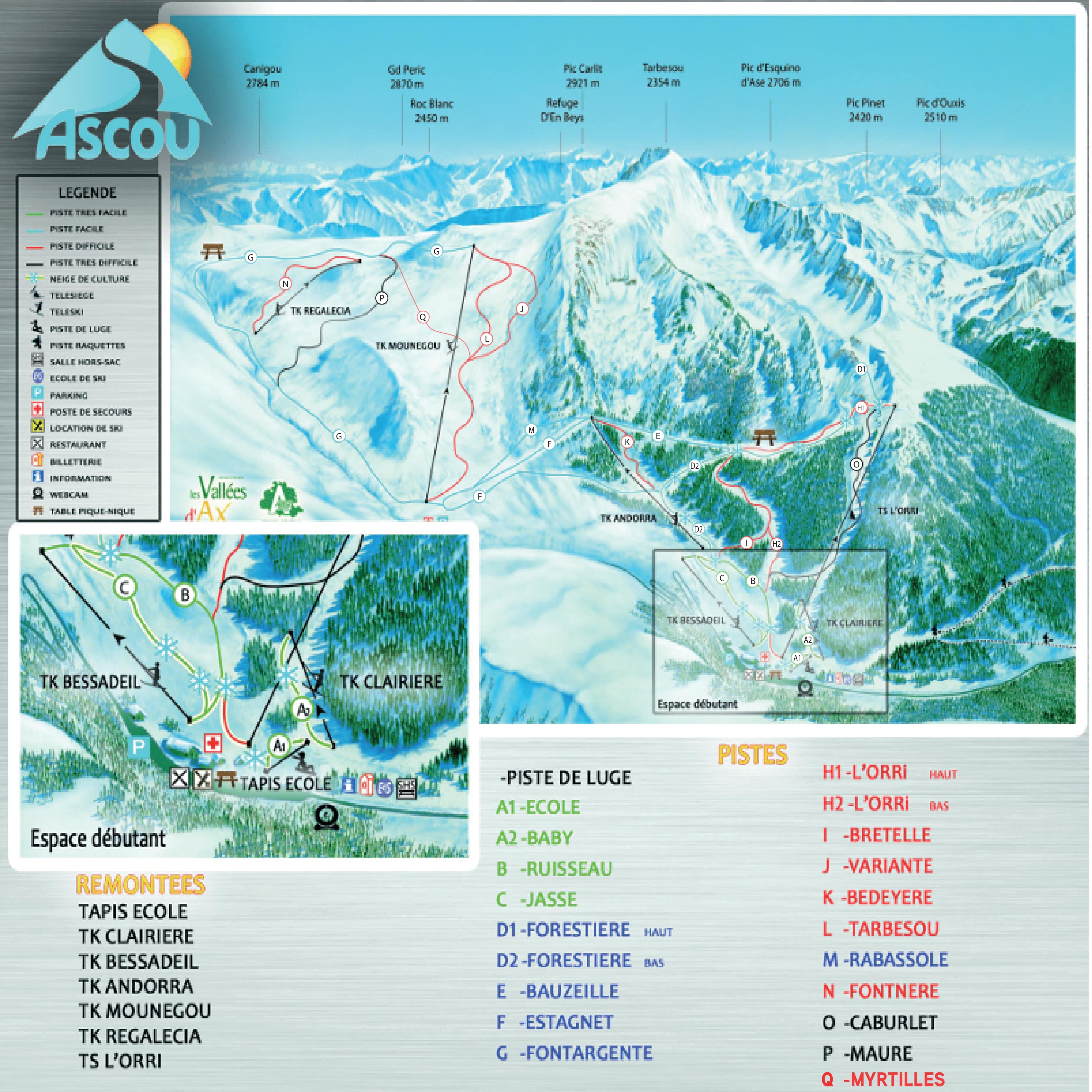 Plan des pistes Ascou